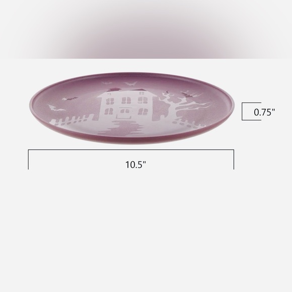New Etched Haunted House 3-Piece Dinnerware Set in Purple/Plum - Picture 14 of 16